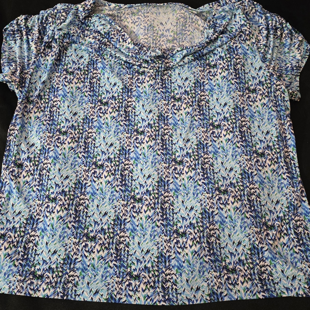 Calvin Klein Collection Abstract Blue Blouse
